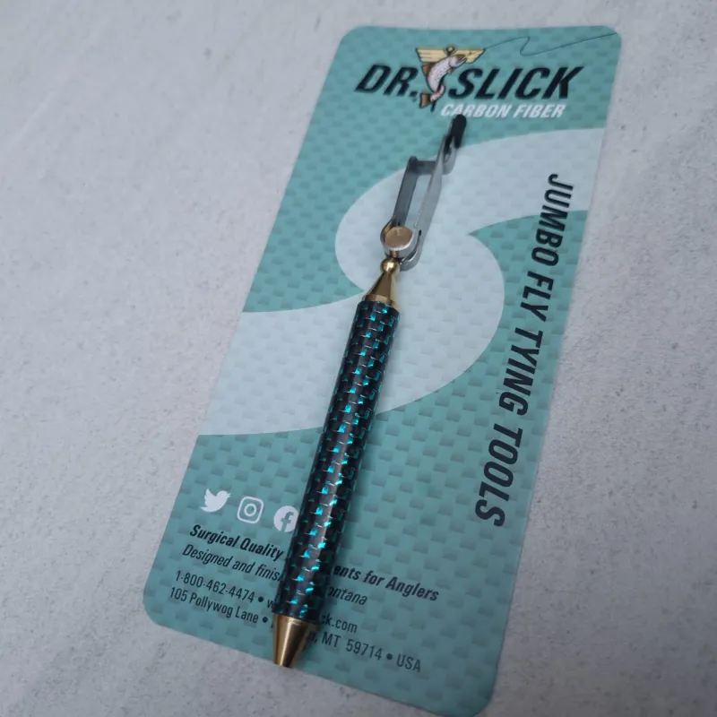 Dr.Slick JUMBO Carbon Fiber Handle Rotary Hackle Plier with Half Hitch Tool